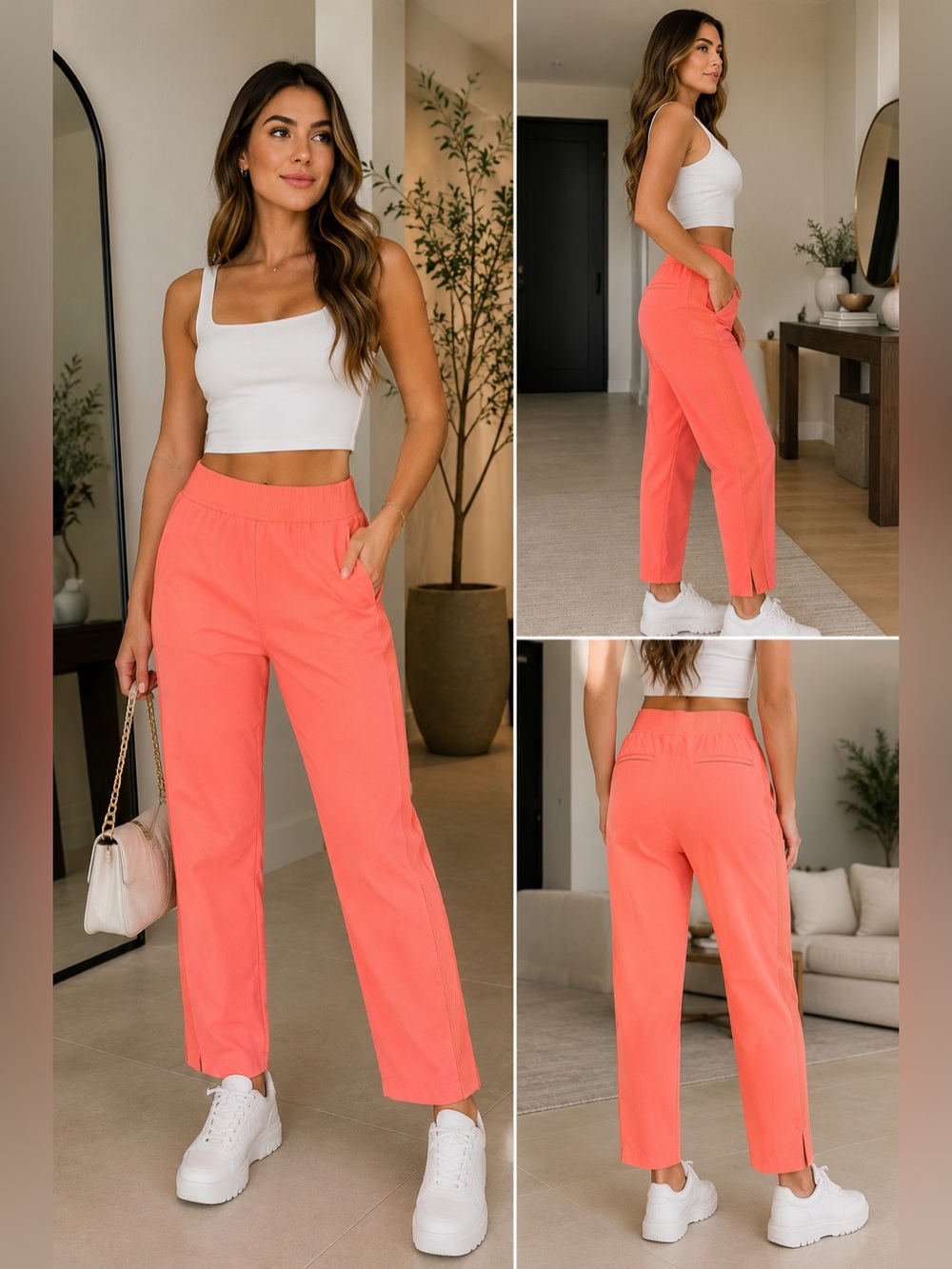 Athleta Coral-Orange High-Rise Straight-Leg Pants
Excellent condition